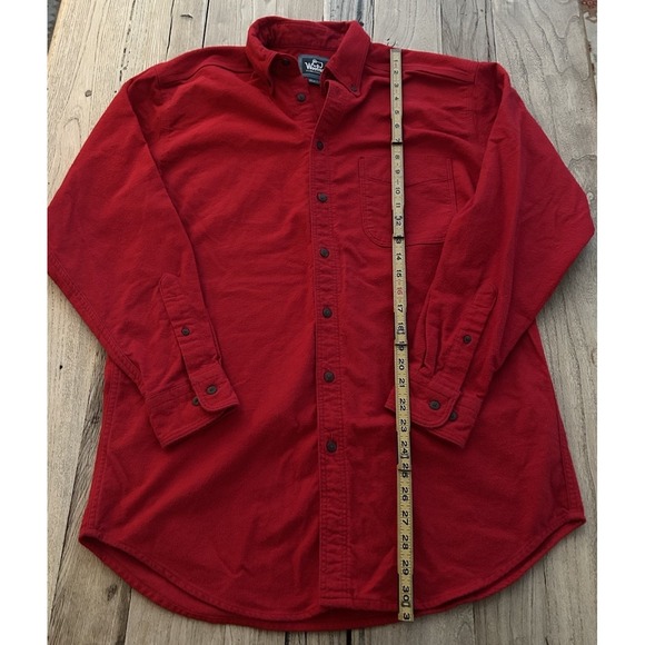Vintage Woolrich Chamois Button Shirt Red Oversized Med MADE IN USA 100% Cotton - Picture 3 of 5